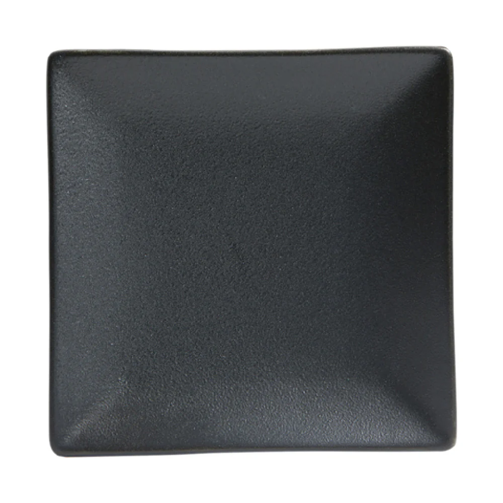 Cameo China 910-710111N 11 Inch Square Coupe Plate Ceramic Black Vitrified Glaze