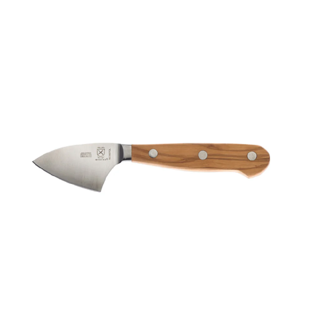 Mercer Culinary M23607OL 2 3/4 Inch High Carbon Parmesan Cheese Knife Olive Wood Handle