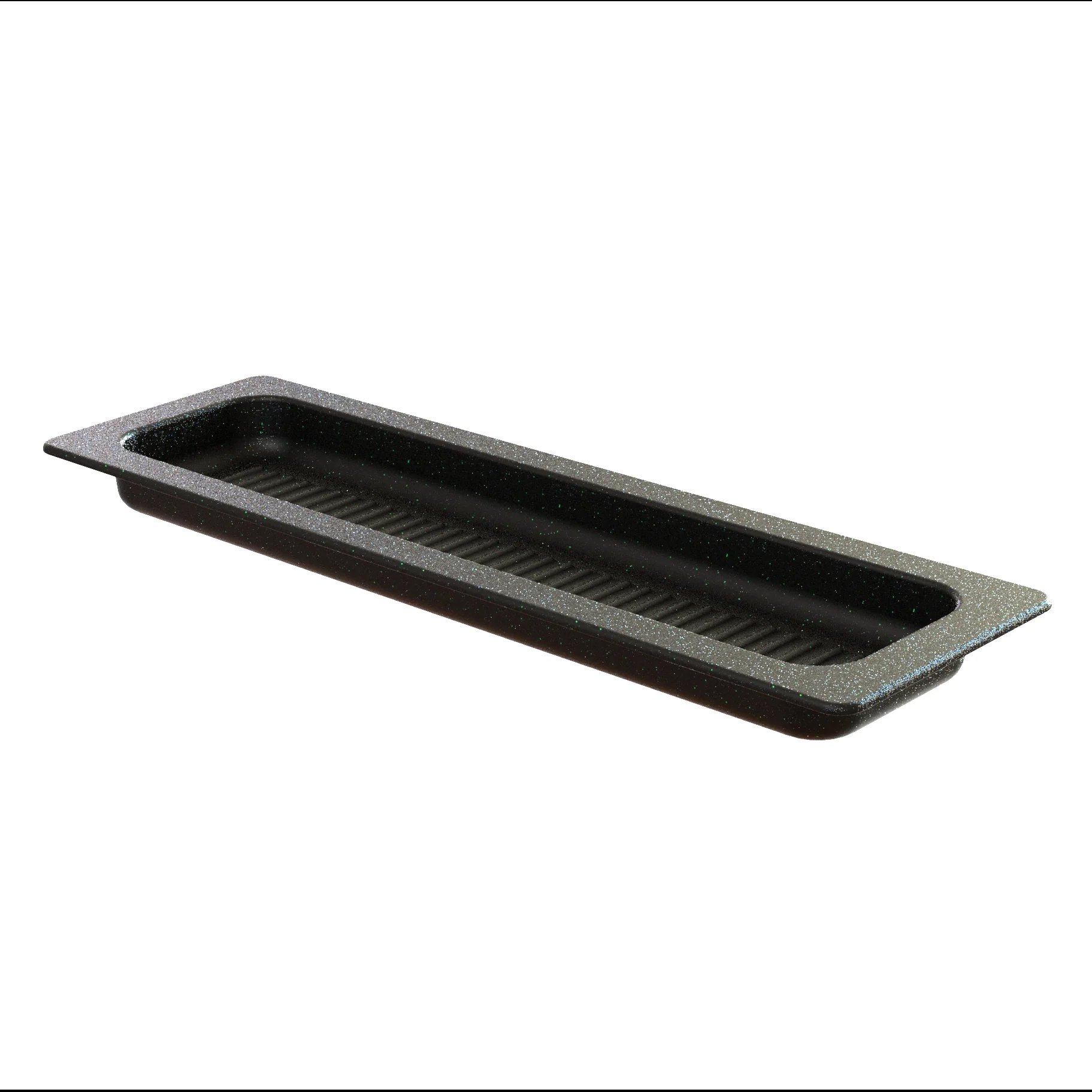 Tablecraft CW1244BKGS 21 Inch Long Cold Holding Grill Pan with Duracoat Aluminum Black Green Speckle Finish