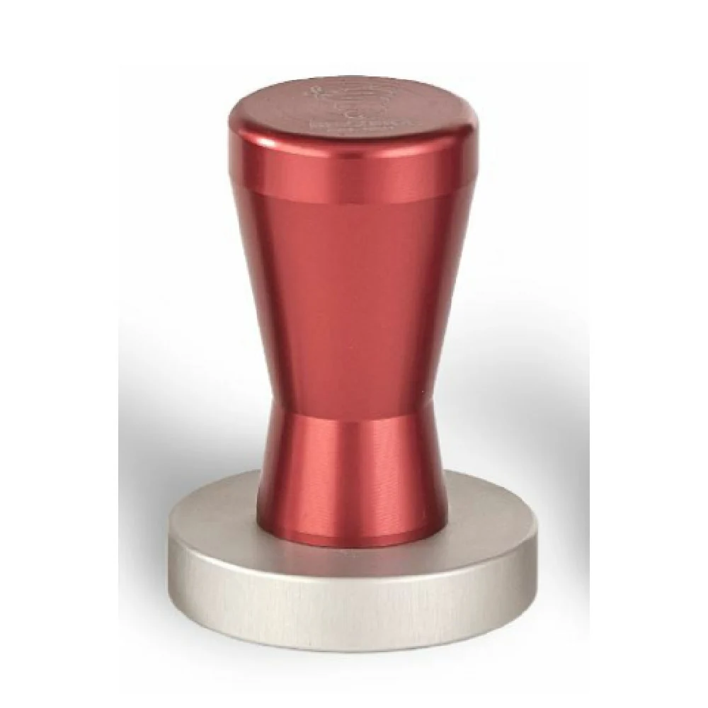 AMPTO 5963289AR 58mm Diameter Manual Coffee Tamper with Red Knob Stainless Steel