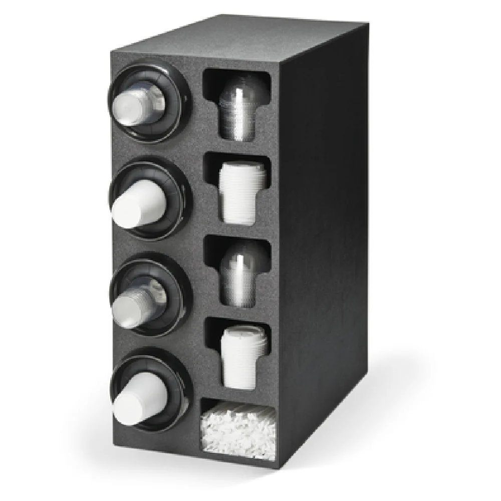Vollrath G58807 14 Inch LidSaver2 Cabinet Cup Dispenser with Four Dispensers and Straw Pocket