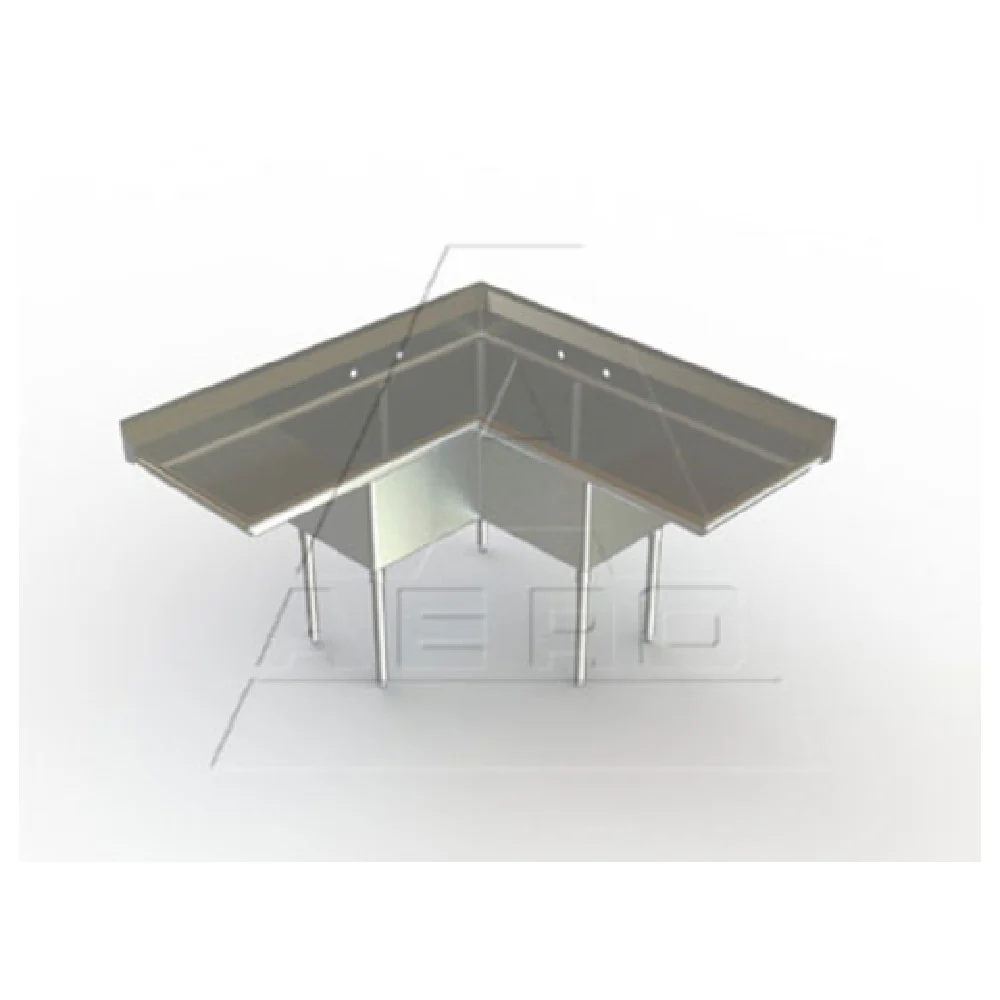 AERO Manufacturing 3C3-2030-30LR 88 Inch Corner Sink Three Compartment with Drainboards Stainless Steel AERO Manufacturing 3C3-2030-30LR 88 Inch Corner Sink Three Compartment with Drainboards Stainless Steel