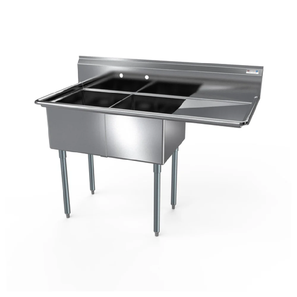 NBR Equipment 2SG-162012R18 52-1/2 Inch Economy Sink with Two Compartments Stainless Steel NBR Equipment 2SG-162012R18 52-1/2 Inch Economy Sink with Two Compartments Stainless Steel