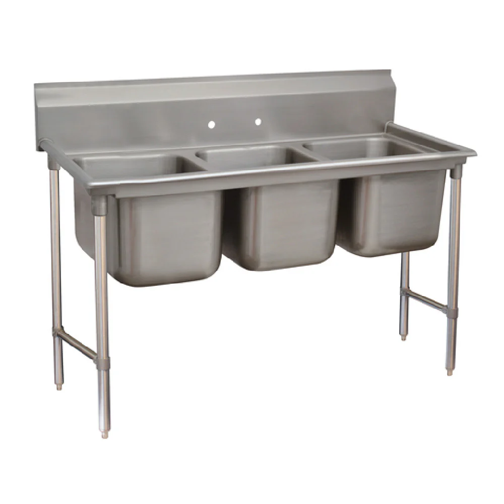 Advance Tabco 93-63-54 70 Inch Three Compartment Sink 16 Gauge Stainless Steel with 8 Inch High Splash