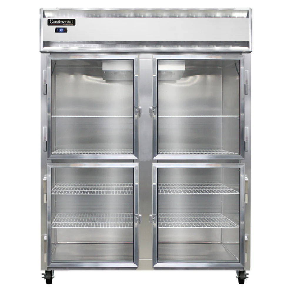 Continental Refrigerator 2RESNSSGDHD 57 Inch Refrigerator Reach-In Two Section Stainless Steel with Glass Doors Continental Refrigerator 2RESNSSGDHD 57 Inch Refrigerator Reach-In Two Section Stainless Steel with Glass Doors