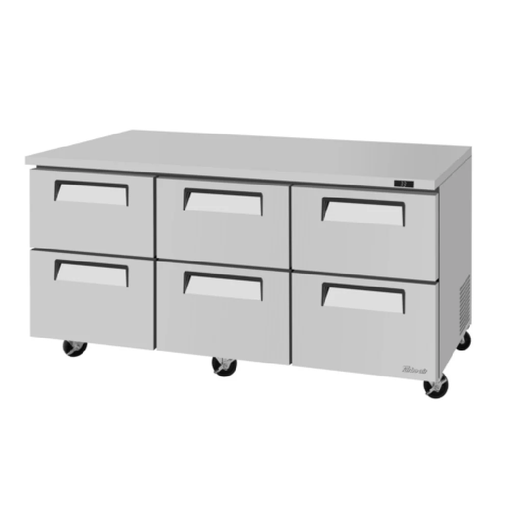 Turbo Air TUR-72SD-D6-N 72 Inch Super Deluxe Undercounter Refrigerator 18.8 cu ft with 6 Drawers