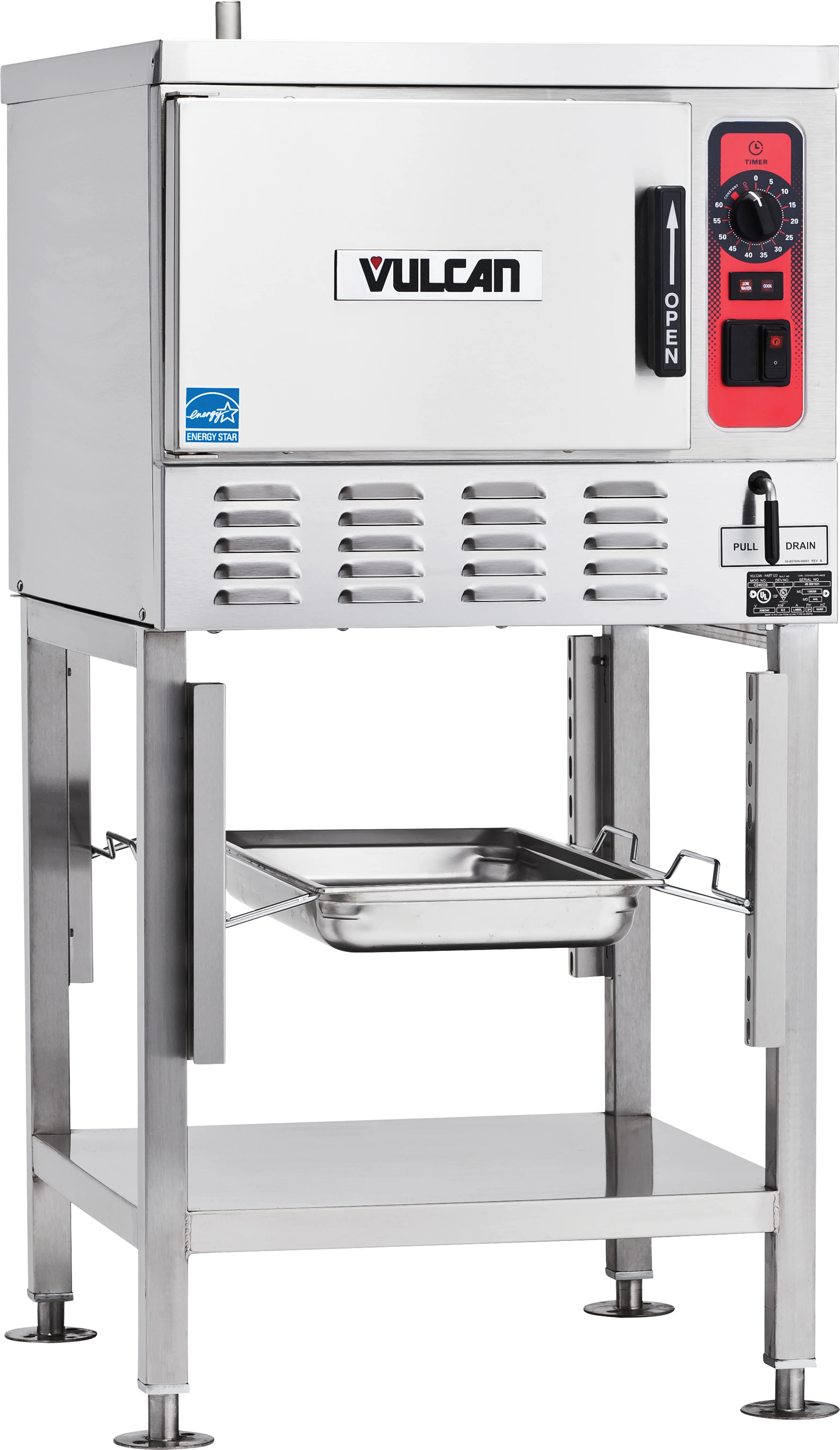 Vulcan C24EO3-QS-PLATINUM_208/50/60/3 24 Inch Electric Convection Steamer with Three 12 Inch x 20 Inch Pans Vulcan C24EO3-QS-PLATINUM_208/50/60/3 24 Inch Electric Convection Steamer with Three 12 Inch x 20 Inch Pans