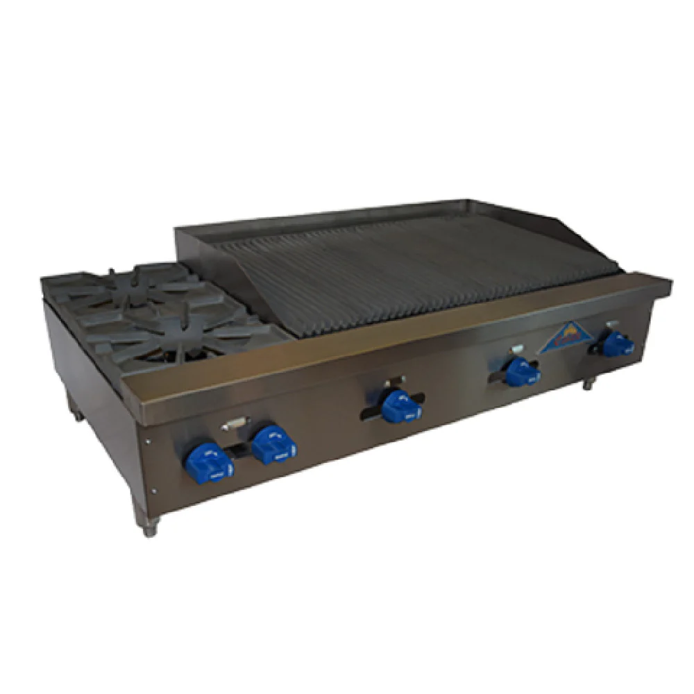 Comstock-Castle FHP48-3LB 48 Inch Gas Char-Broiler and Hotplate 2 Burners 48000 BTU
