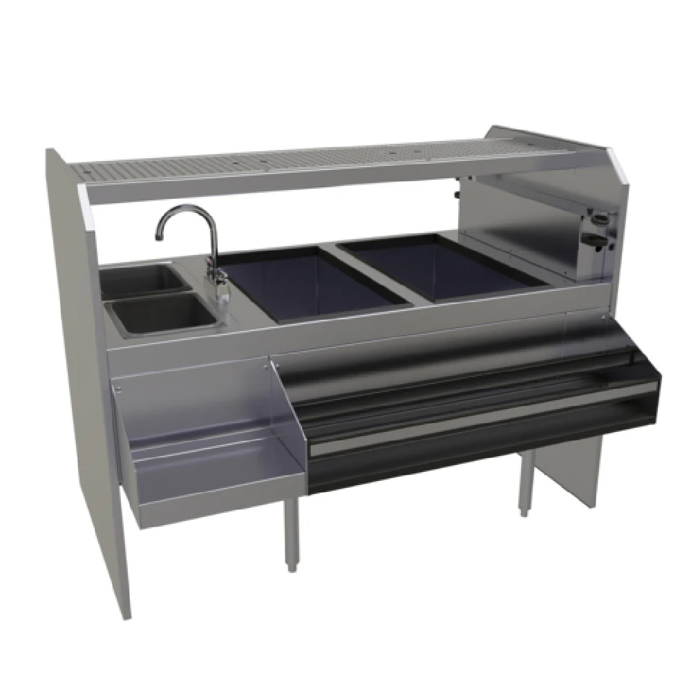 Glastender PSA-60L 60 Inch Assembly Style Pass-Thru Cocktail Station with Ice Bins and Wet Waste Sinks Glastender PSA-60L 60 Inch Assembly Style Pass-Thru Cocktail Station with Ice Bins and Wet Waste Sinks