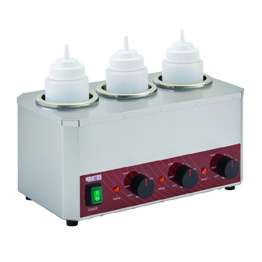 Hubert 61627 Kratos® 29M-050 Sauce/Topping Bottle Warmer Countertop Triple Hubert 61627 Kratos® 29M-050 Sauce/Topping Bottle Warmer Countertop Triple