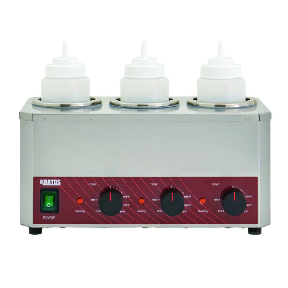 Hubert 61627 Kratos® 29M-050 Sauce/Topping Bottle Warmer Countertop Triple Hubert 61627 Kratos® 29M-050 Sauce/Topping Bottle Warmer Countertop Triple