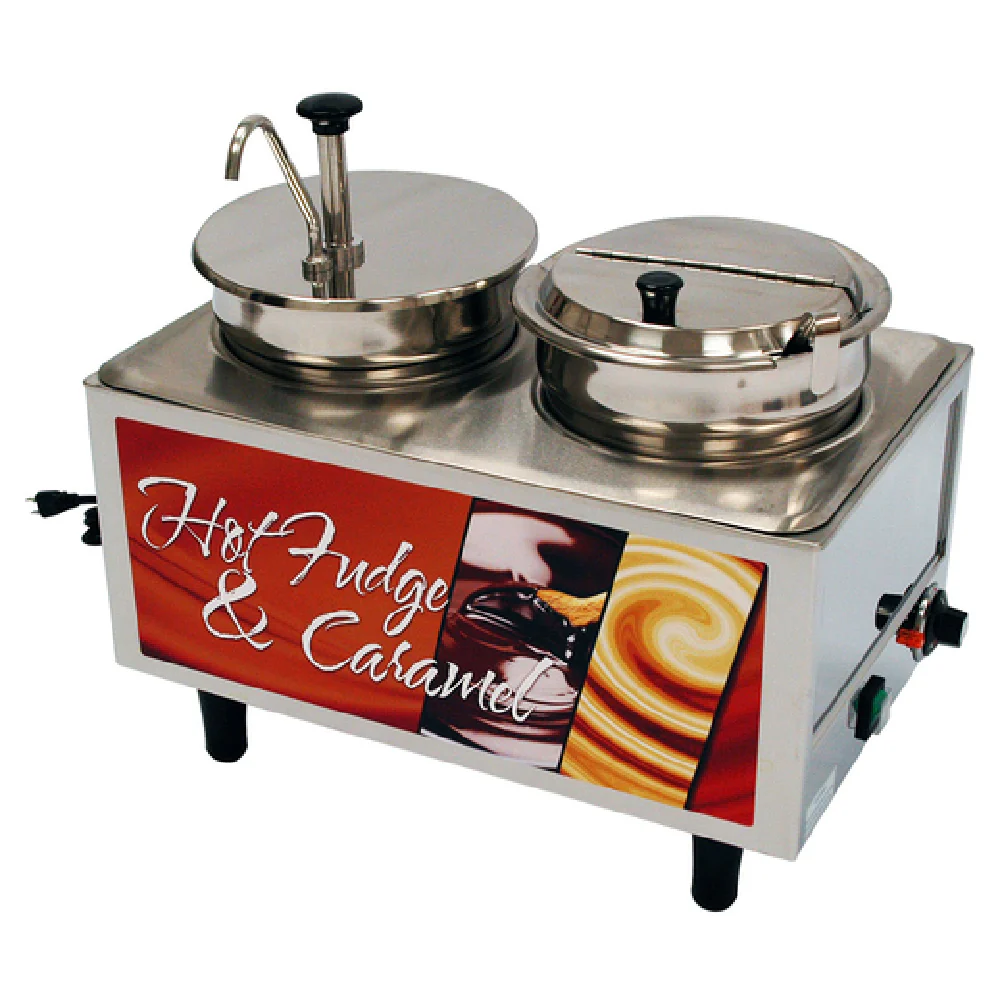 Winco 51073H 21 Inch Hot Fudge Caramel Warmer Stainless Steel Pump with Ladle