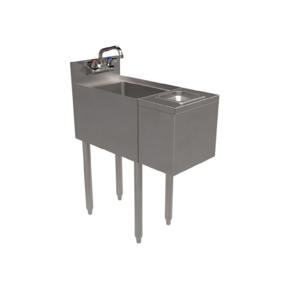 BK Resources UB4-18-SS12-GR-PG 12 Inch Glass Rinser Hand Sink Stainless Steel with Faucet
