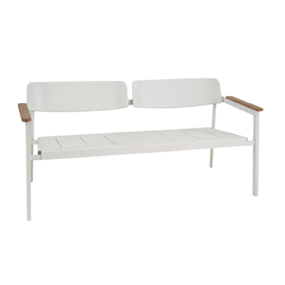 emuamericas LLC E260 58 Inch Loveseat Teak Armrests Aluminum Outdoor Indoor emuamericas LLC E260 58 Inch Loveseat Teak Armrests Aluminum Outdoor Indoor
