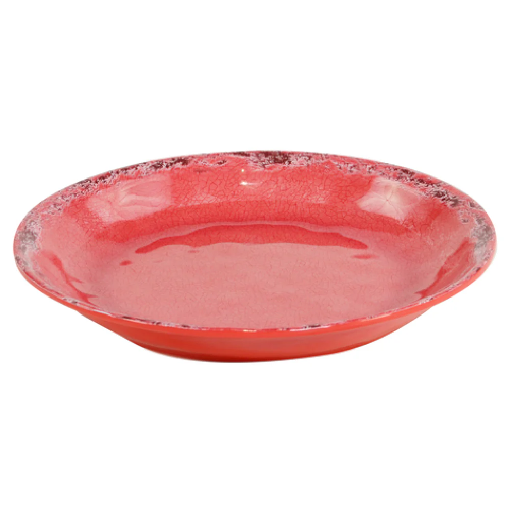 BauscherHepp TR1639 17 Oz Red Bowl Melamine Round Low Distressed Crackle Glaze