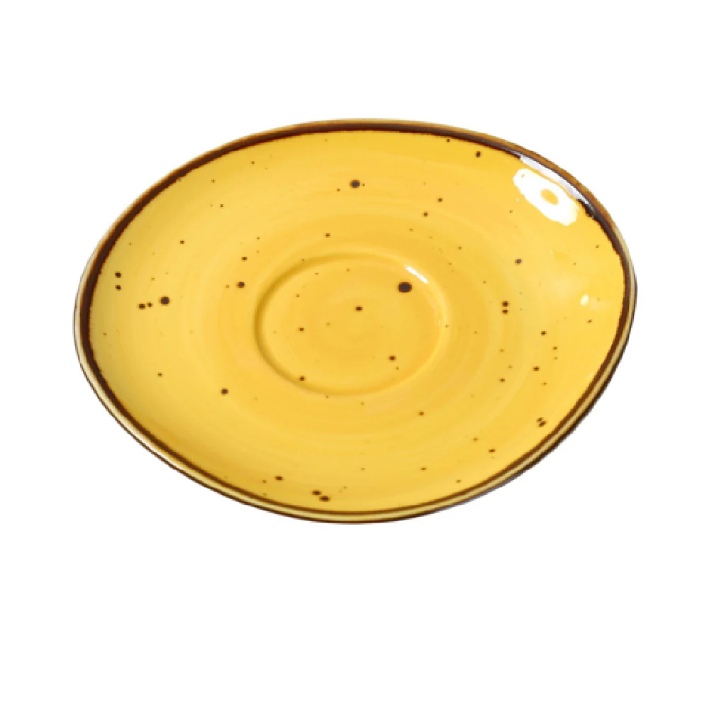 Yanco LY-002YL 6-1/2 Inch Freeform Saucer With Glazed Porcelain Finish Yanco LY-002YL 6-1/2 Inch Freeform Saucer With Glazed Porcelain Finish