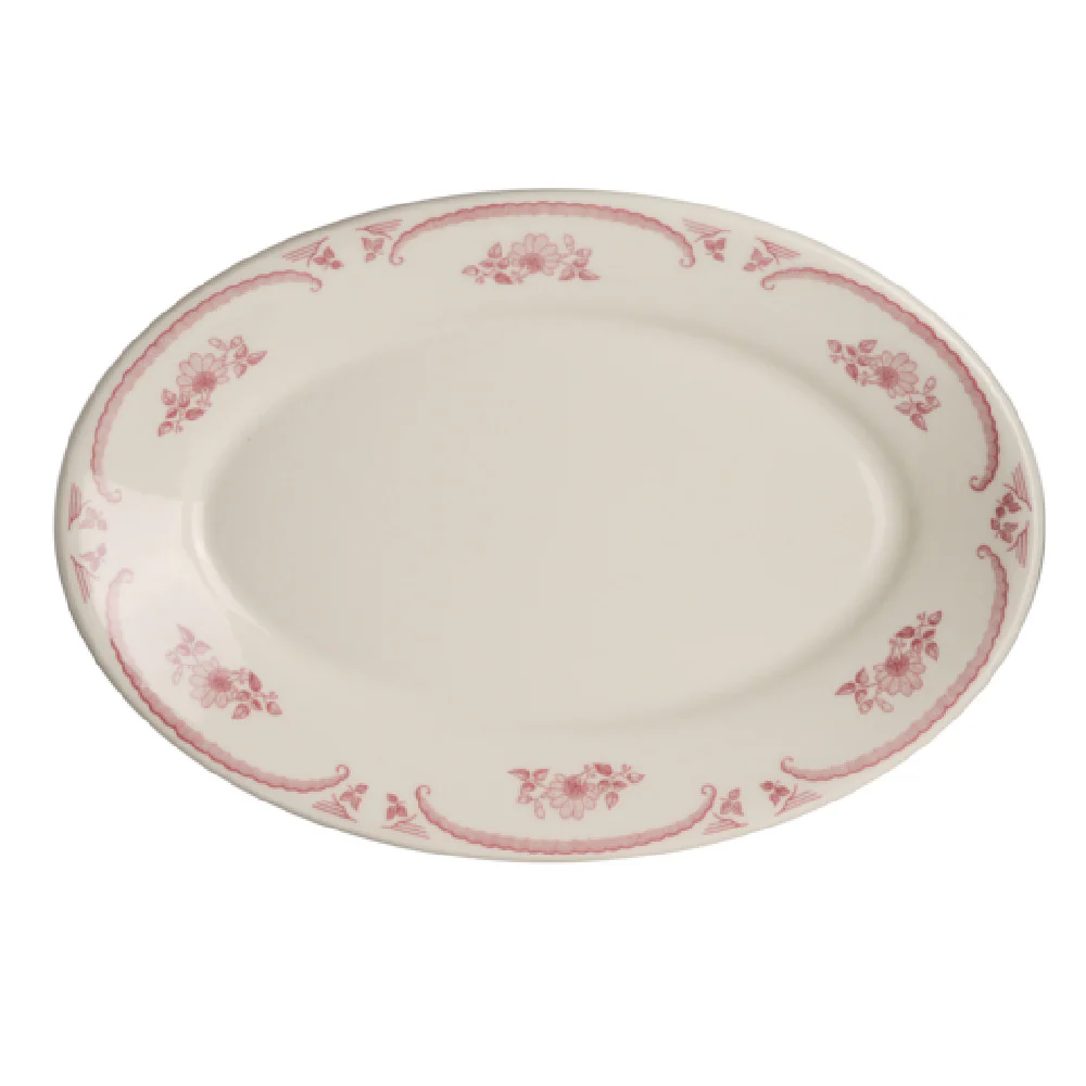 Steelite HL1582 15-5/8 Inch Oval Platter Rolled Edge China American Rose Steelite HL1582 15-5/8 Inch Oval Platter Rolled Edge China American Rose