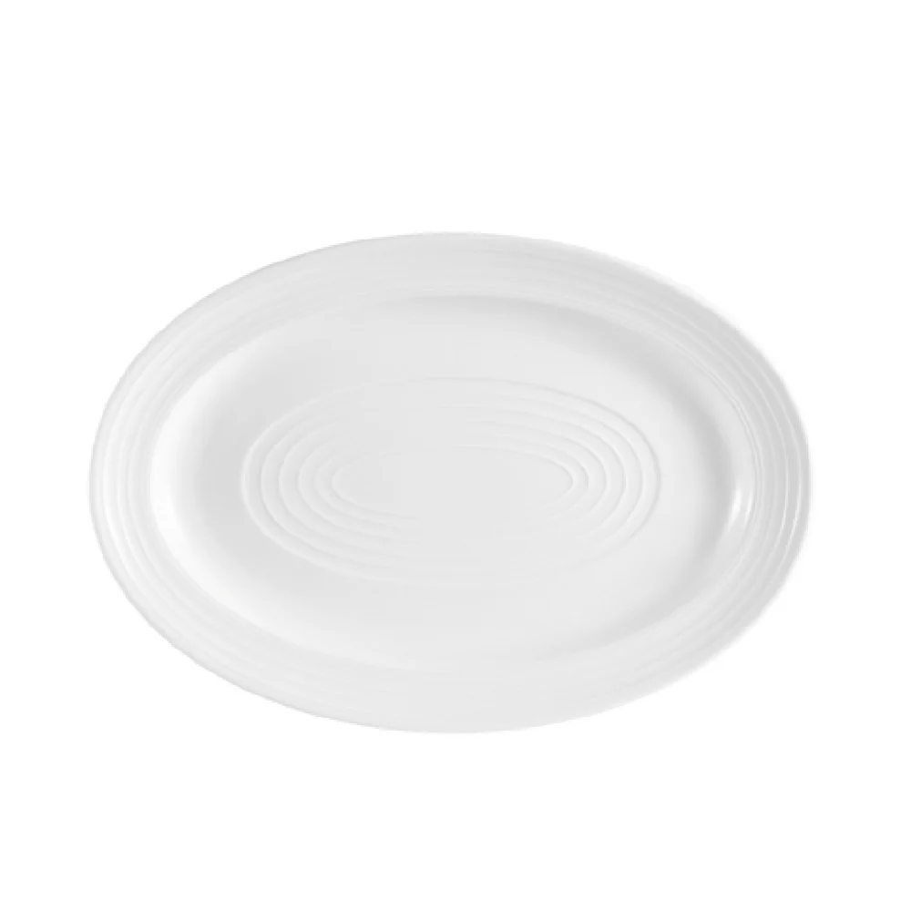 CAC China TGO-12 10-5/8 Inch Oval Platter with Embossed Rim Porcelain