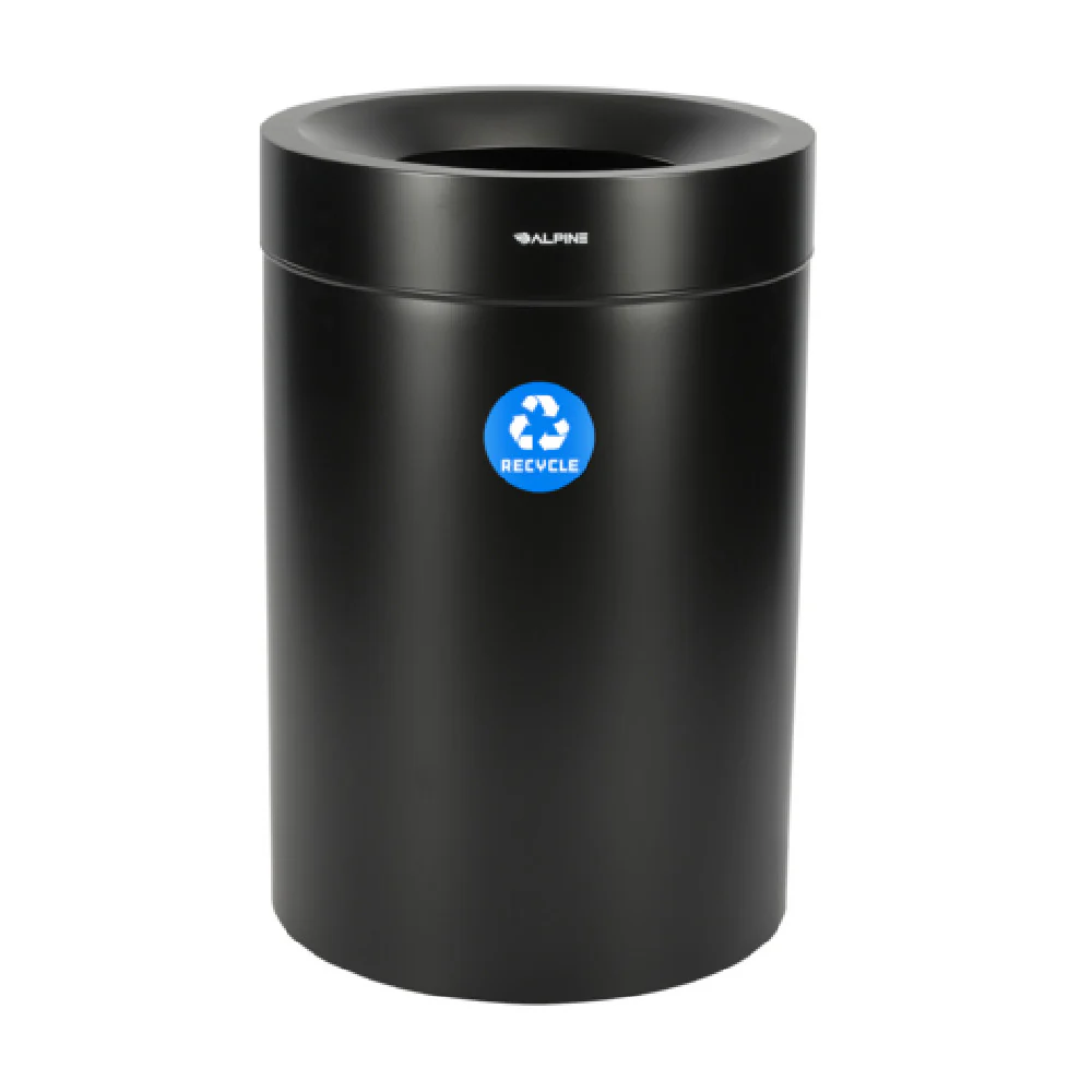 Alpine Industries ALP475-50-BLK-R 24 Inch Recycling Can Stainless Steel Black