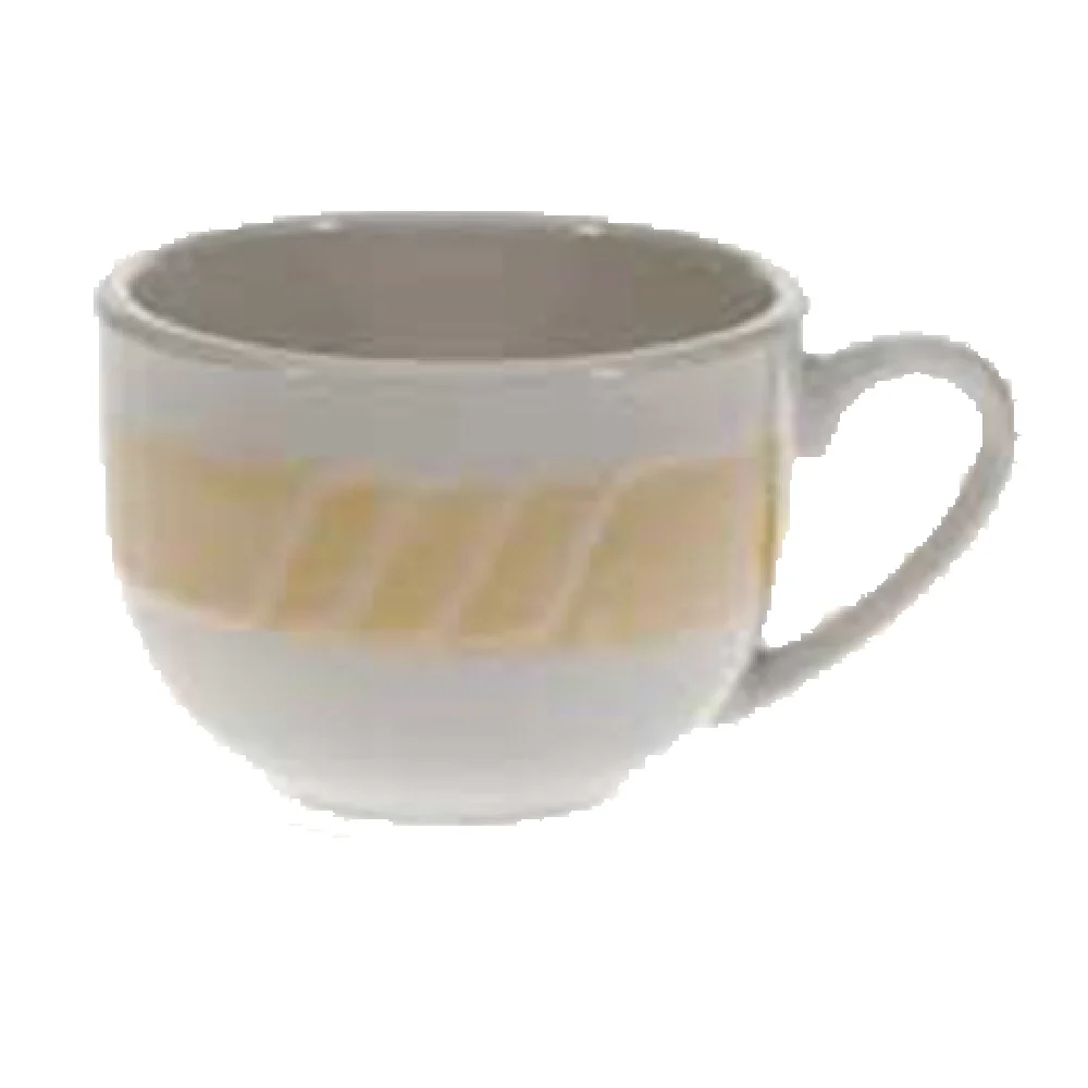 Vertex China SAU-54-Y 5 Oz Cup Round With Handle Sculpted Lines Pumpkin