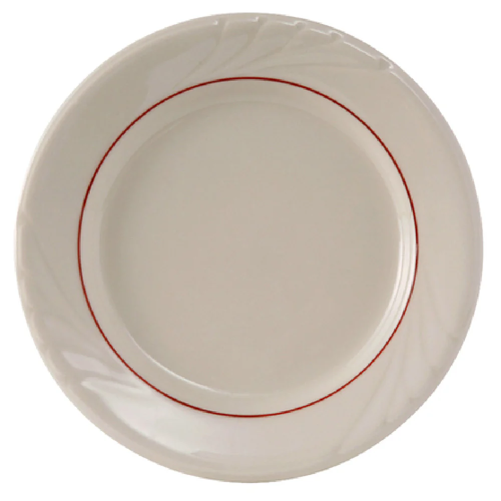 Tuxton YBA-102 10-1/4 Inch Diameter Plate Embossed Round Ceramic Eggshell with Berry Band Tuxton YBA-102 10-1/4 Inch Diameter Plate Embossed Round Ceramic Eggshell with Berry Band