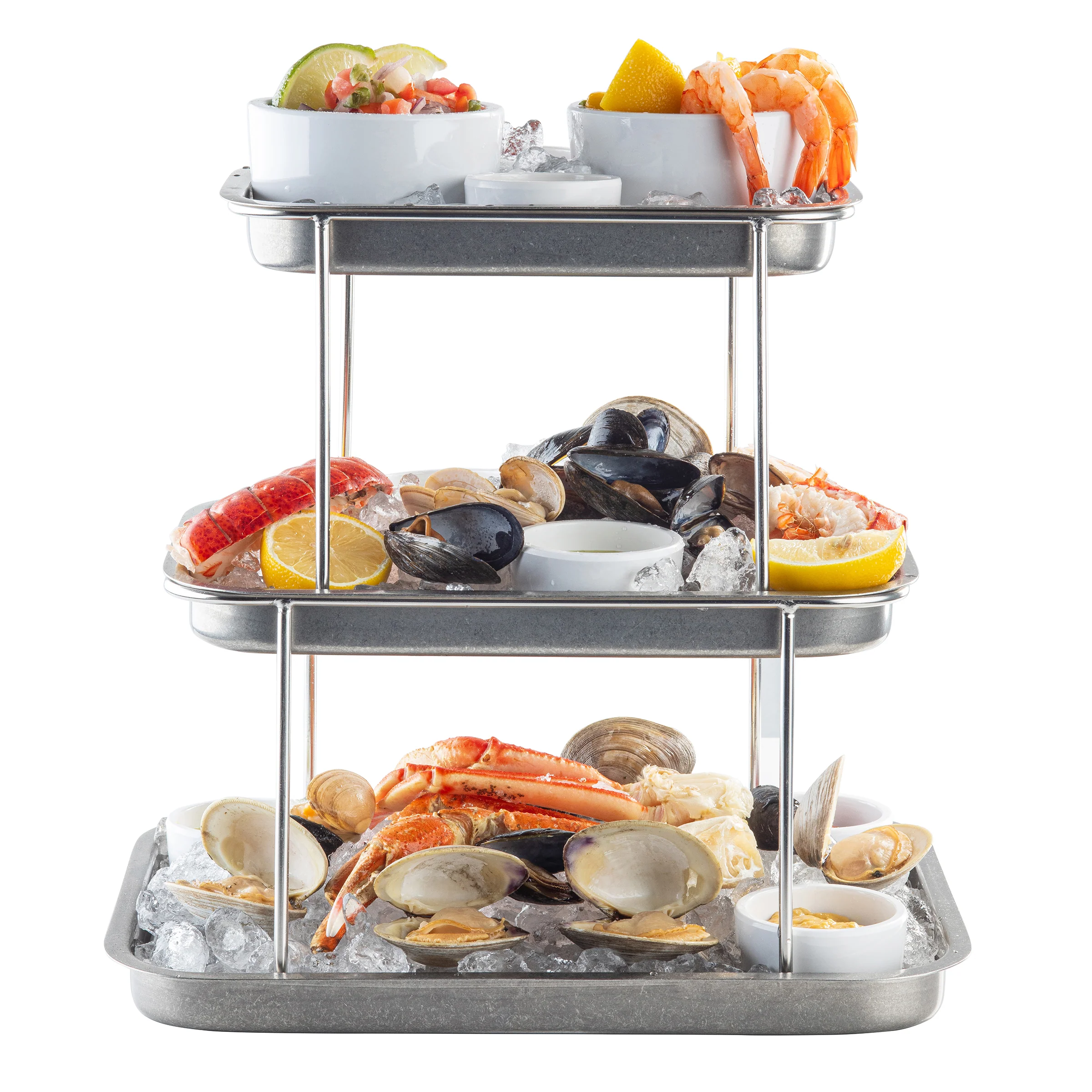 Tablecraft 12064 14.75 Inch Stainless Steel 3-tier Sharing Tower with Durability Tablecraft 12064 14.75 Inch Stainless Steel 3-tier Sharing Tower with Durability