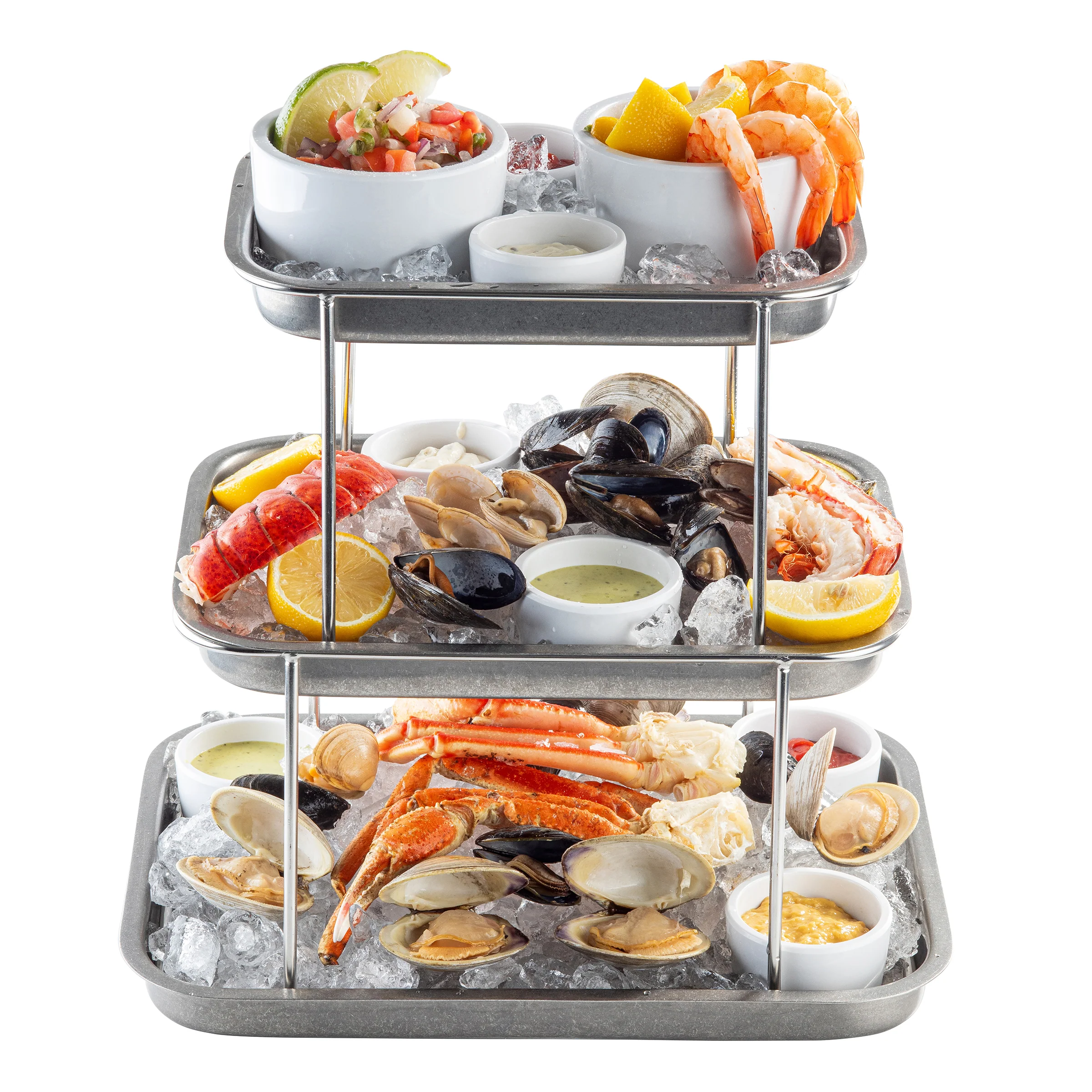 Tablecraft 12064 14.75 Inch Stainless Steel 3-tier Sharing Tower with Durability Tablecraft 12064 14.75 Inch Stainless Steel 3-tier Sharing Tower with Durability