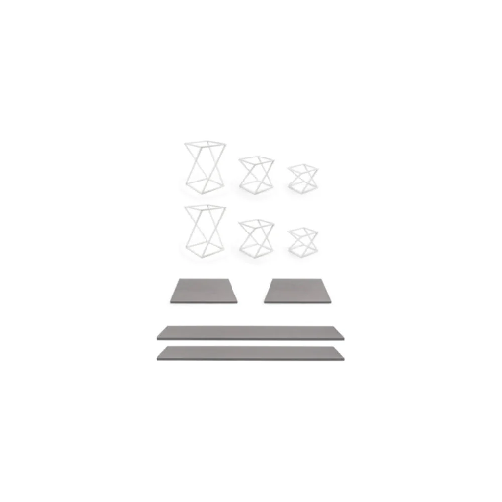 FOH BST049MUM28 Buffet Essentials Bamboo Clear Glass On Natural Includes Two BRI005WHI28 Twist Risers Set Of 3 White