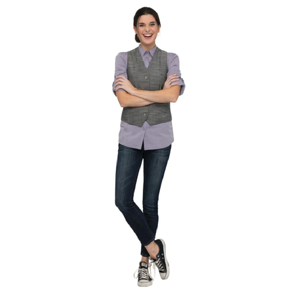 Chef Works VNN01WGRYXL Women's Vest Paisley Lining Adjustable Fit Gray Poly/Cotton Chef Works VNN01WGRYXL Women's Vest Paisley Lining Adjustable Fit Gray Poly/Cotton
