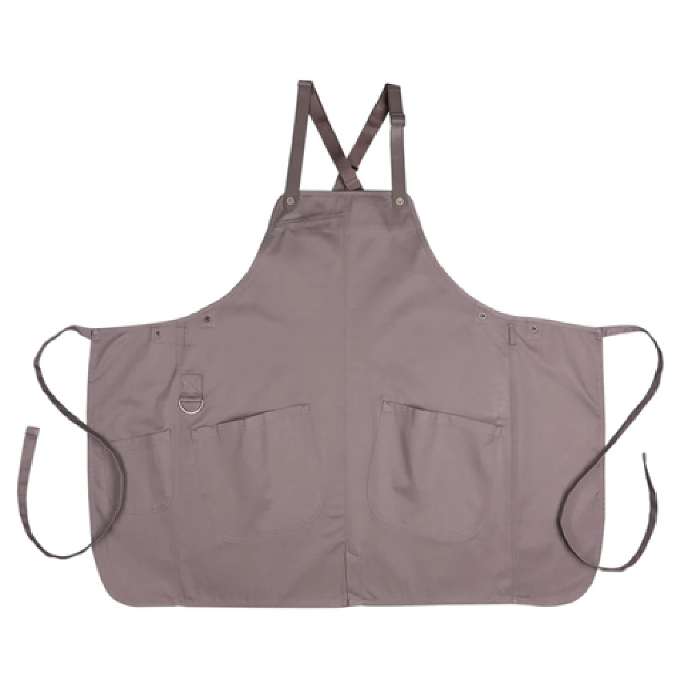 Chef Works ABN01MSH0 38 Inch Adjustable Removable Neck Bib Apron Mushroom Poly Cotton