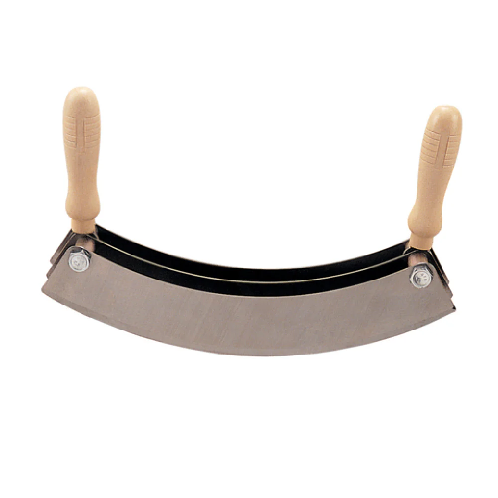 JB Prince M957 C 12 Inch Triple Blade Mezzaluna Chopper with Wood Handles