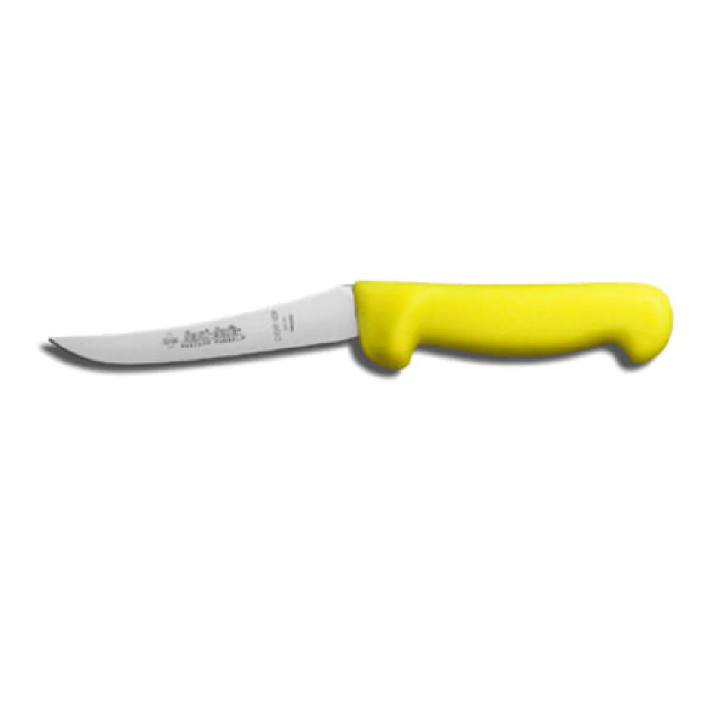 Dexter 3263 5 Inch Boning Knife with Drop Point Flexible Curved High Carbon Stainless Steel Yellow Handle