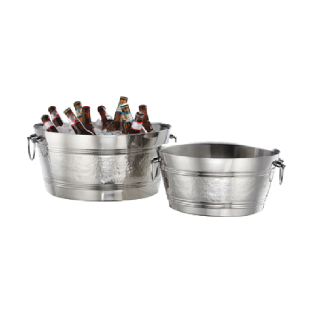 American Metalcraft DWBT15 15 Quart Beverage and Ice Tub Stainless Steel with Swing Handles Mirror Hammered Finish