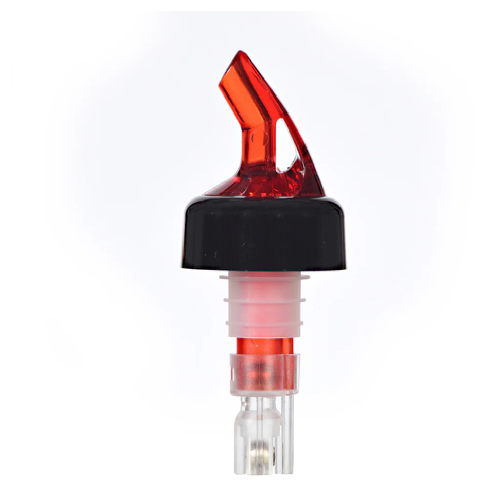 Spill-Stop 789-26 1-1/4 Oz Liquor Pourer Plastic Red with Black Collar