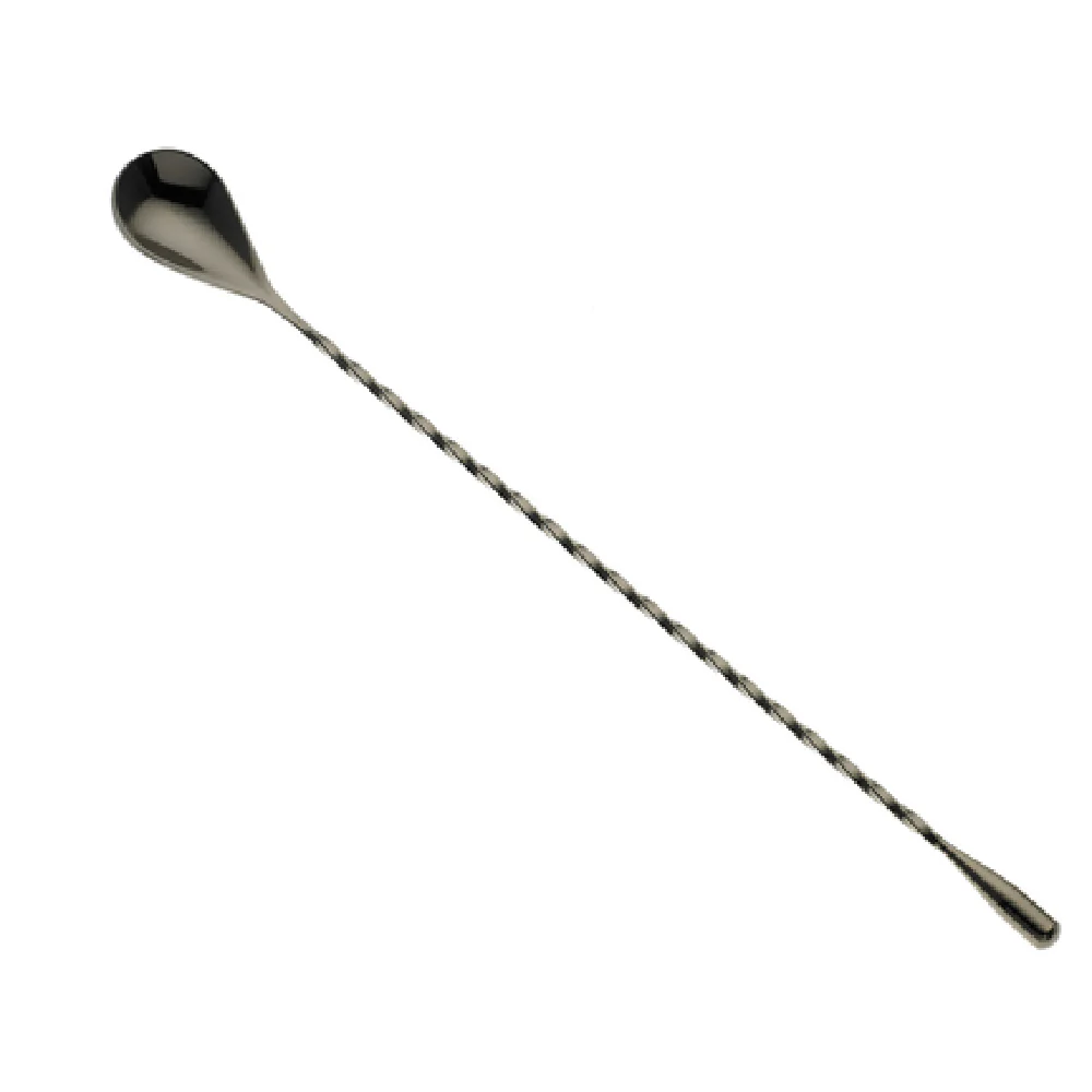 Mercer Culinary M37012BK 11-13/16 Inch Bar Spoon Teardrop End Twisted Stem Stainless Steel Gun Metal Black Finish Mercer Culinary M37012BK 11-13/16 Inch Bar Spoon Teardrop End Twisted Stem Stainless Steel Gun Metal Black Finish