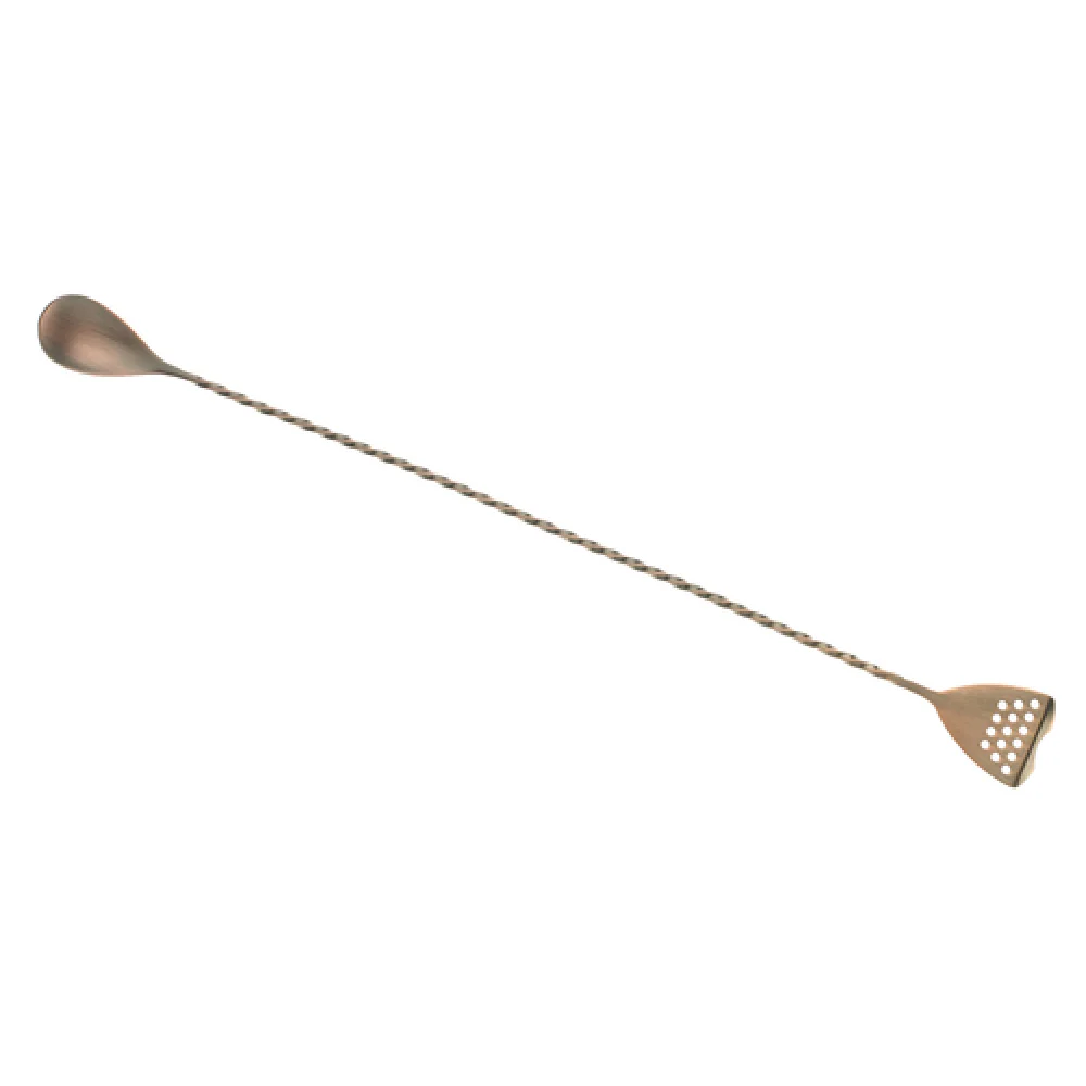 Mercer Culinary M37072ACP 15-3/4 Inch Strainer End Bar Spoon Twisted Stem Stainless Steel Antique Copper Plated Mercer Culinary M37072ACP 15-3/4 Inch Strainer End Bar Spoon Twisted Stem Stainless Steel Antique Copper Plated