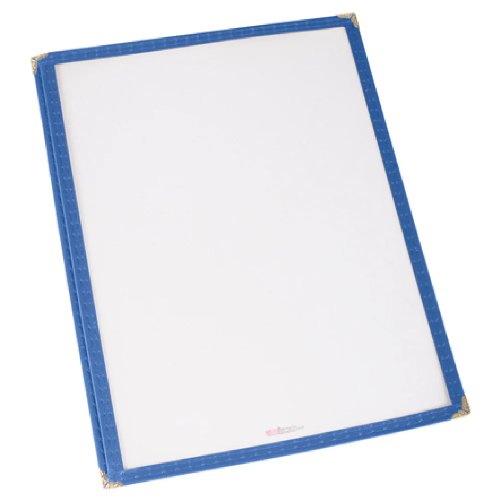 Winco PMC-9B 9-3/8 Inch Menu Cover Single Plastic Blue with Double Stitched Edging