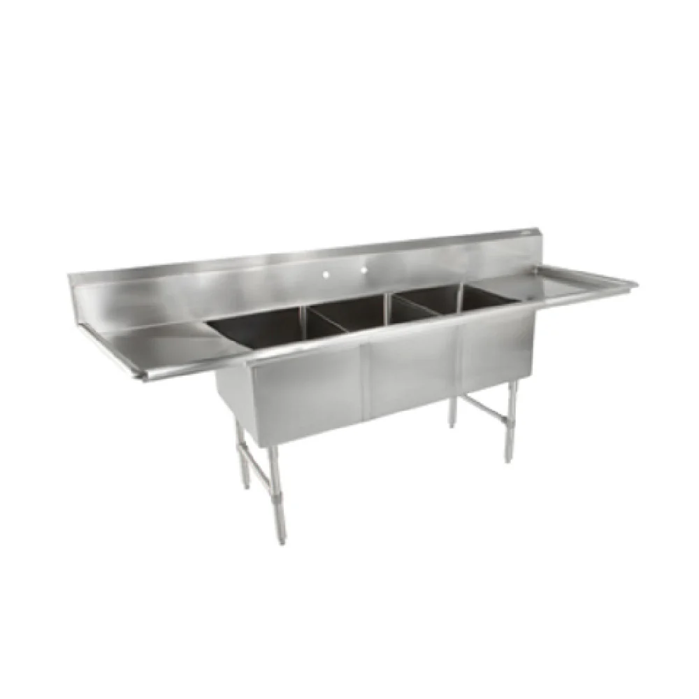 John Boos 3B16204-2D36 123-1/4 Inch 16 Gauge Stainless Steel Sink with 3 Compartments John Boos 3B16204-2D36 123-1/4 Inch 16 Gauge Stainless Steel Sink with 3 Compartments