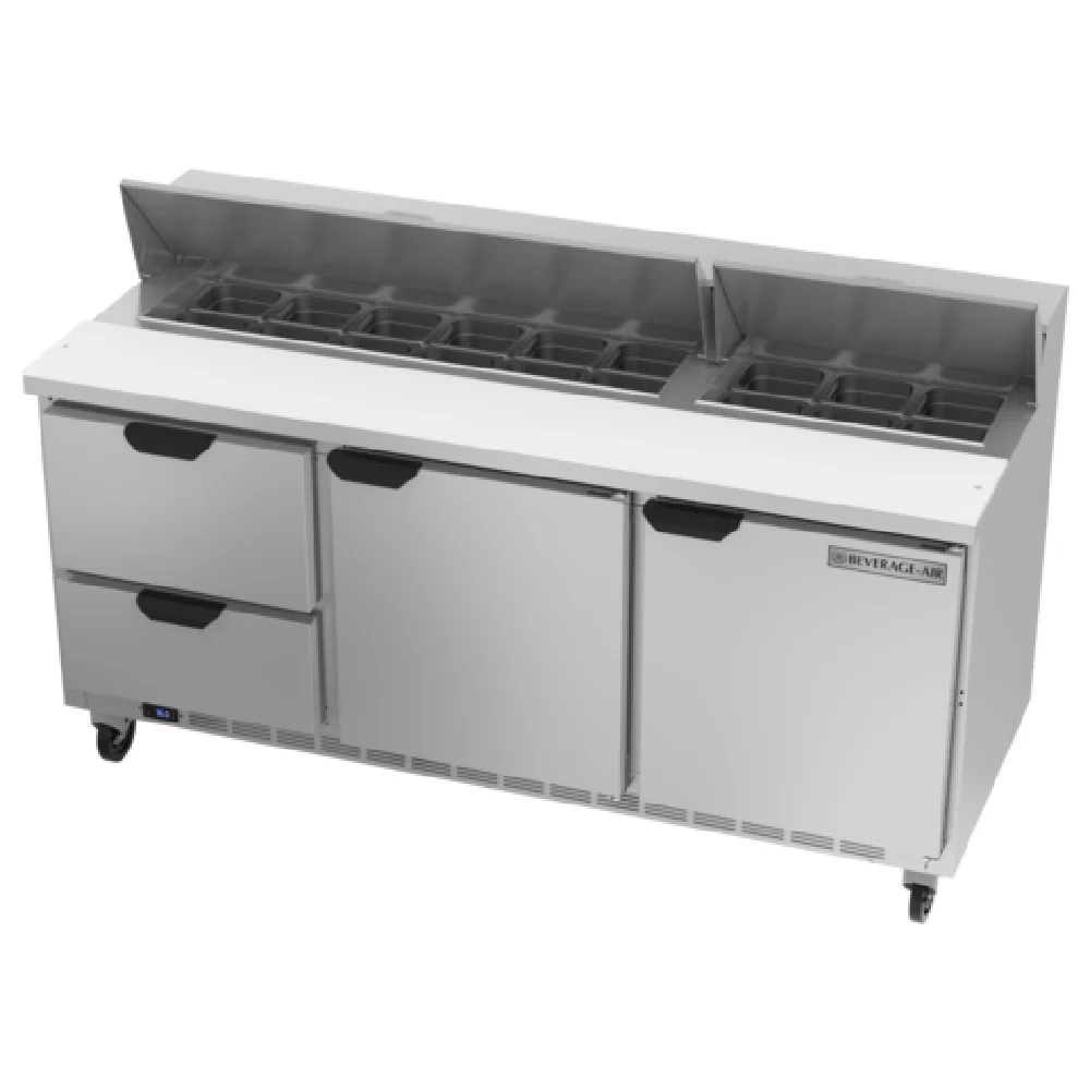 Beverage Air SPED72HC-18-2 72 Inch Three Section Refrigerated Counter with Drawers Beverage Air SPED72HC-18-2 72 Inch Three Section Refrigerated Counter with Drawers
