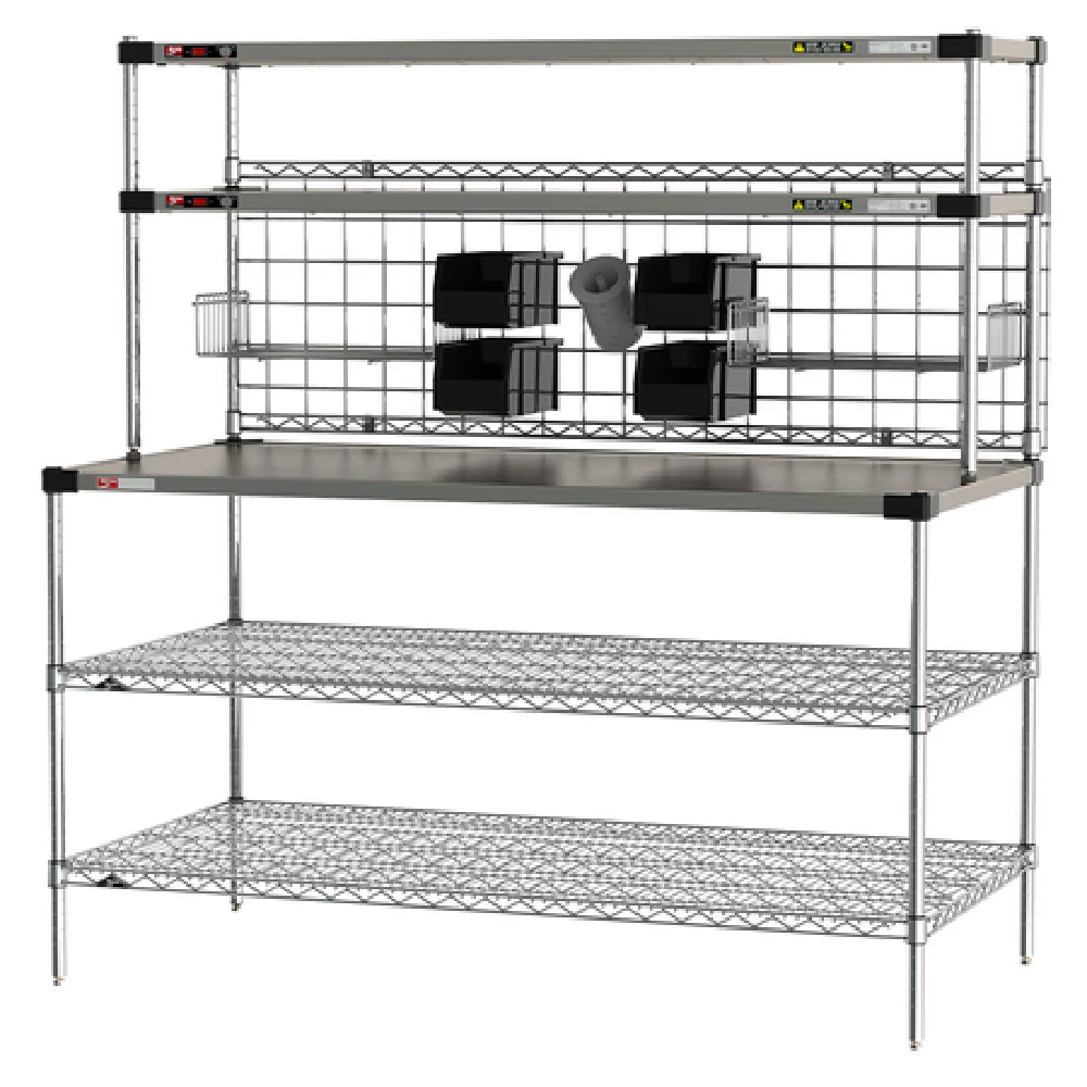 Metro CRHSP-3060 60 Inch Stainless Steel Prep Workstation With Heated Shelves