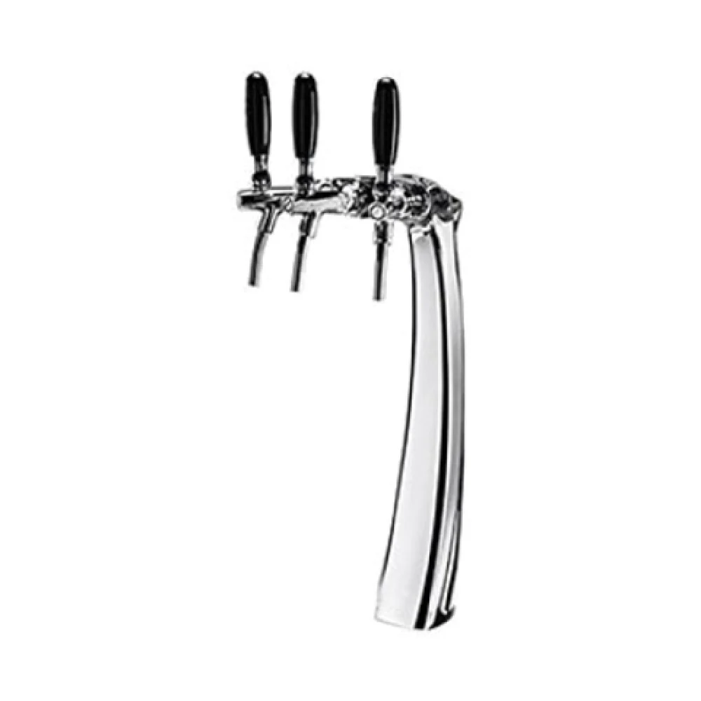 Micro Matic FALCO3-C 8-3/8 Inch Glycol Cooled Draft Beer Tower Countertop Chrome Stainless Steel with 3 Faucets