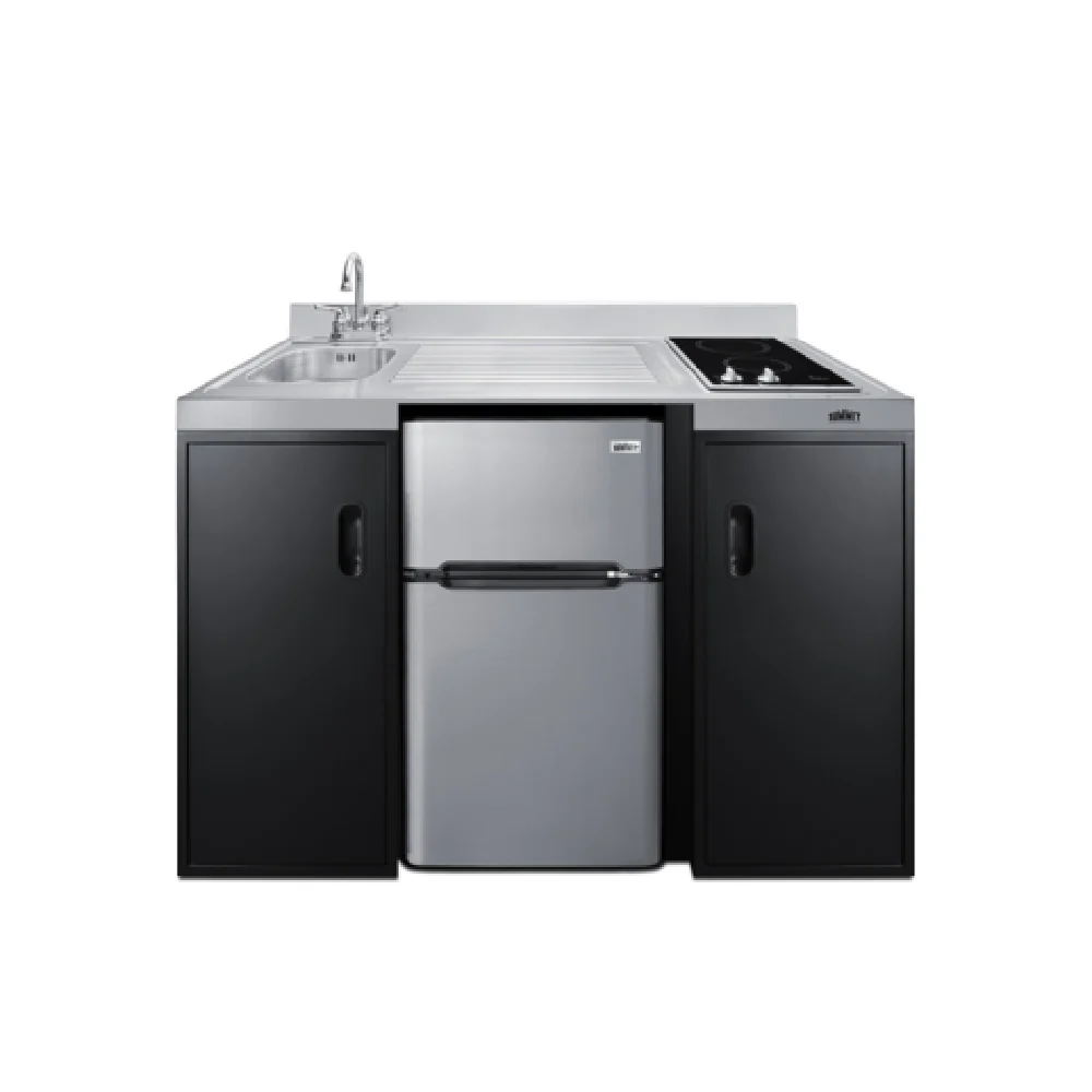 Summit CK55ADASINKL 54 Inch Kitchenette Electric All-in-one Stainless Steel Countertop with 2-burner Cooktop