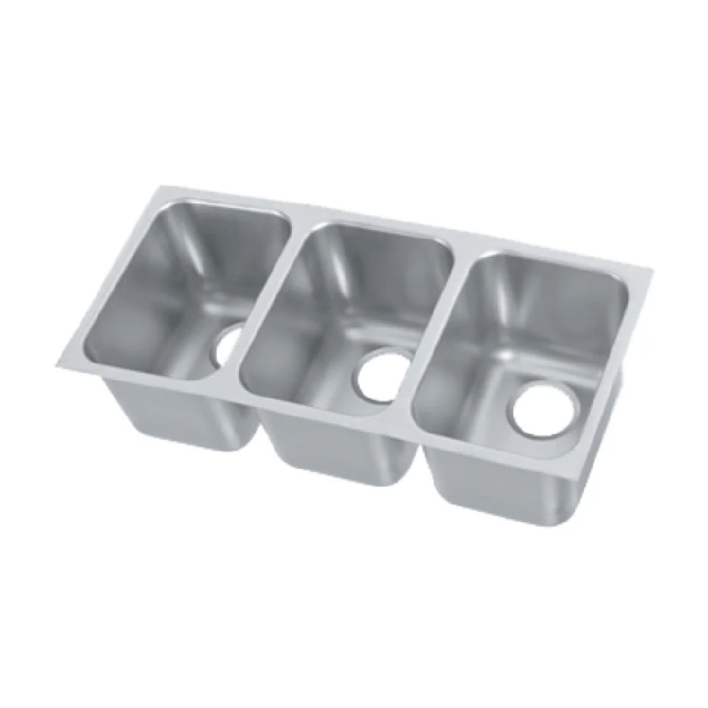 Vollrath 10103-1 14 Inch Weld-In Undermount Sink Stainless Steel 3 Compartment with Square Corners