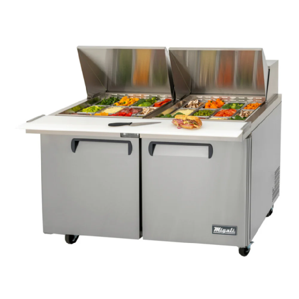 Migali Industries C-SP60-24BT-HC 60 Inch Refrigerated Counter 18.2 cu Feet Two Section with Stainless Steel Finish