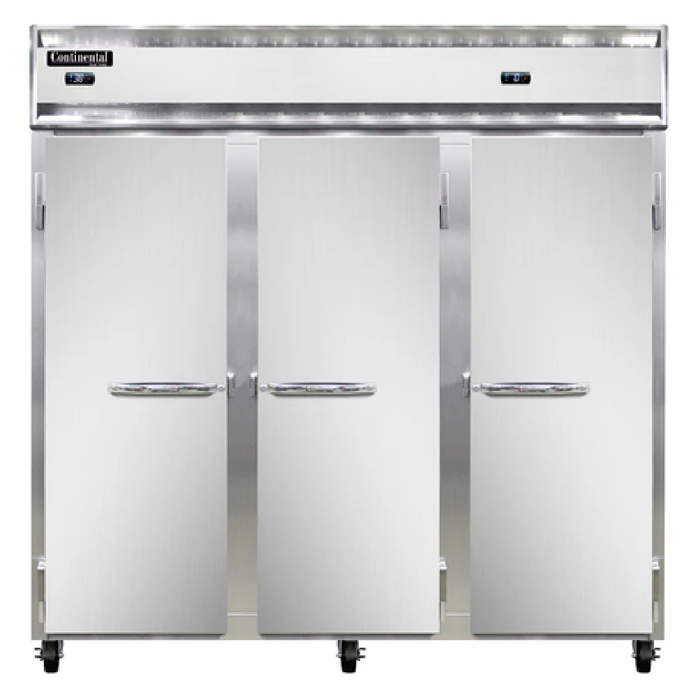 Continental Refrigerator 3RRFN 78 Inch Refrigerator Freezer Reach-In Self-Contained Stainless Steel and Aluminum