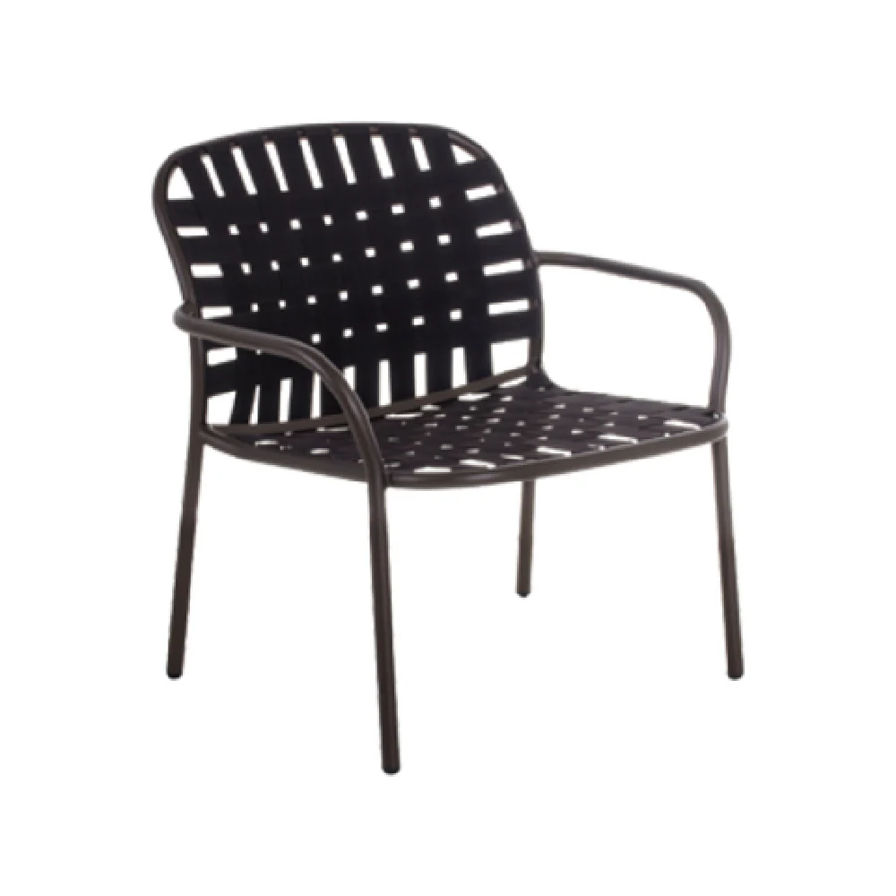 emuamericas 503 29 Inch Lounge Chair Indoor and Outdoor Aluminum Woven Straps
