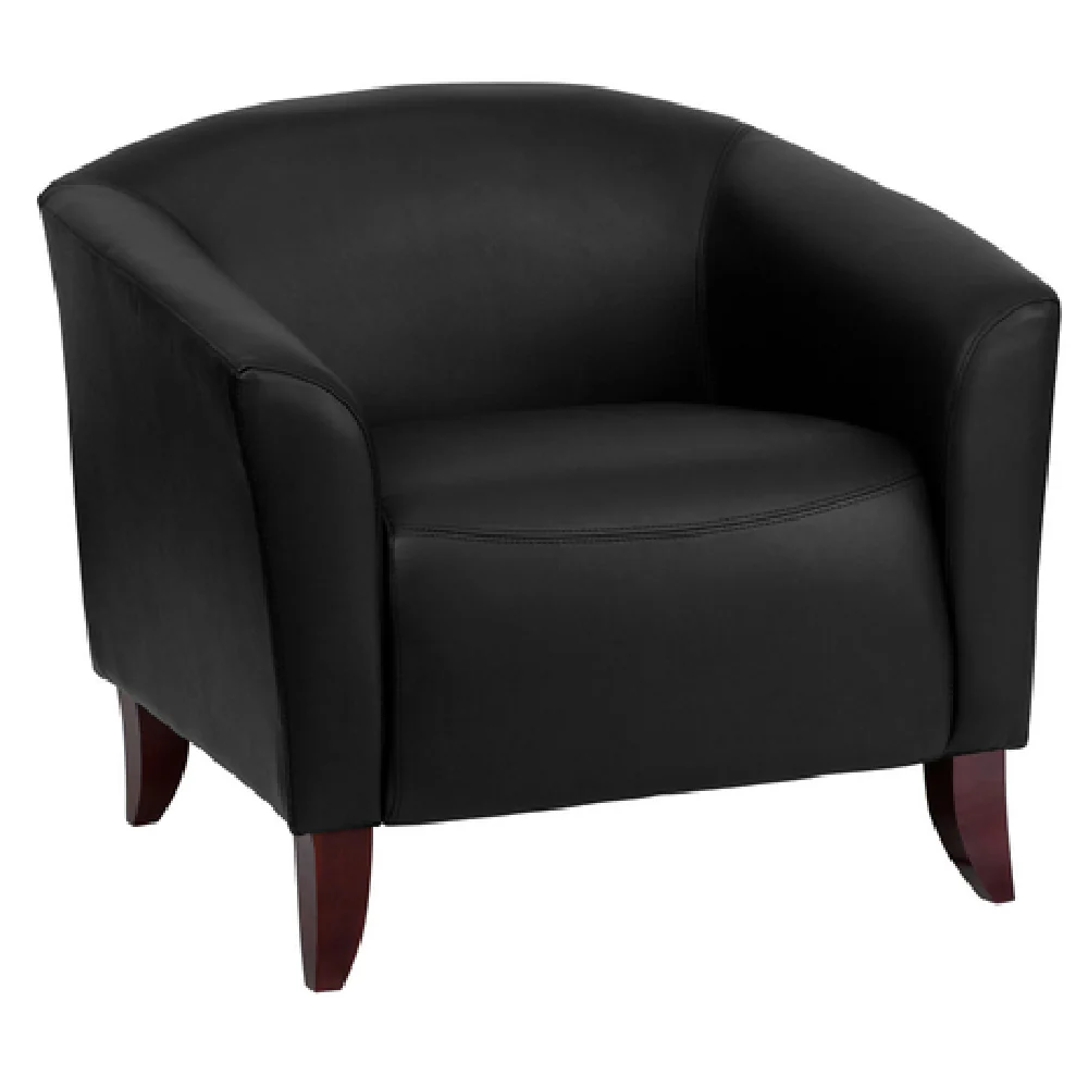 Flash Furniture 111-1-BK-GG 33 Inch Reception Chair LeatherSoft Upholstery with Sloping Arms
