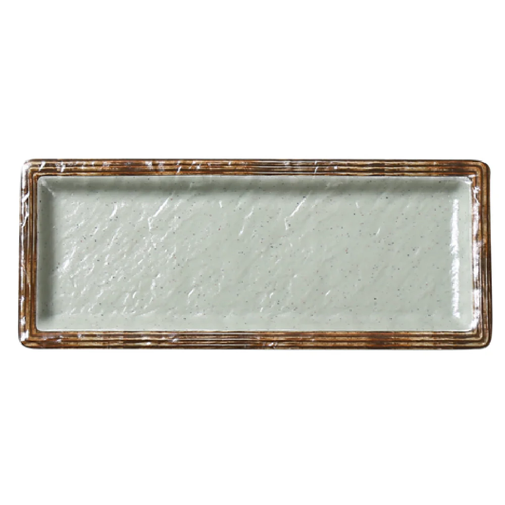 Yanco YO-3010 9-1/2 Inch Rectangular Deep Sushi Plate Matte Green Melamine