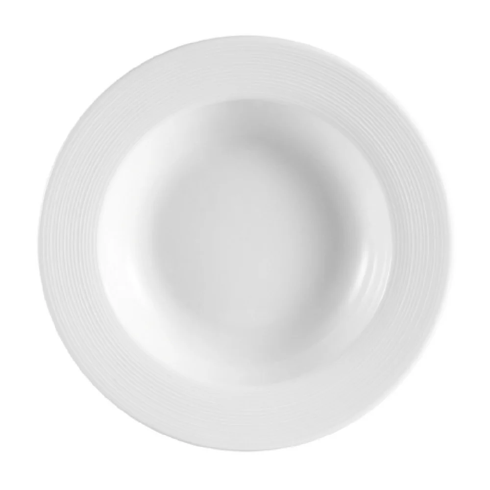 CAC China HMY-120 12 Inch 22 Oz Round Harmony Pasta Bowl Porcelain Embossed CAC China HMY-120 12 Inch 22 Oz Round Harmony Pasta Bowl Porcelain Embossed