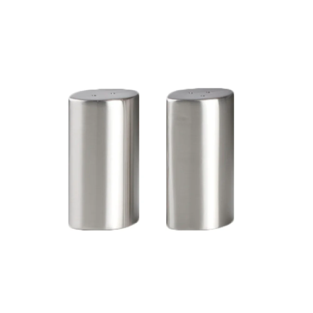 Steelite 7600CV002 1.5 Inch Stainless Steel Salt and Pepper Set with Creations Metal Steelite 7600CV002 1.5 Inch Stainless Steel Salt and Pepper Set with Creations Metal